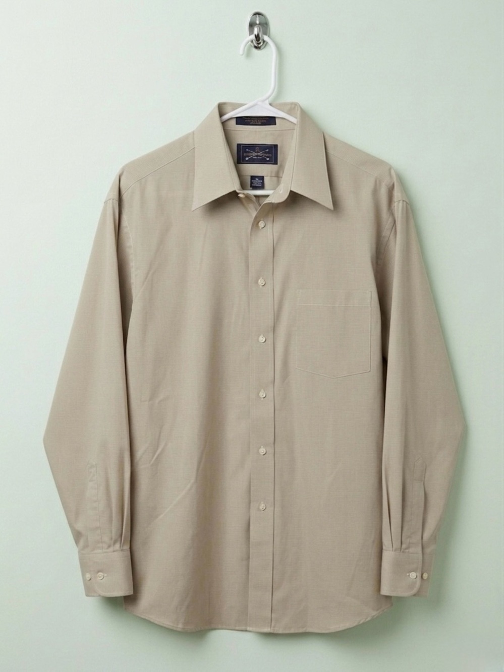 Men's Classic Long-Sleeve Dress Shirt in Light Beige
